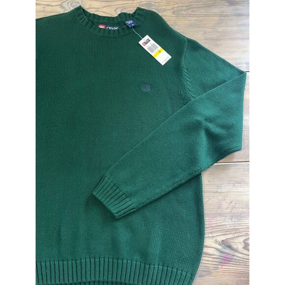 VTG Chaps Crew Neck Sweater Mens M Green Embroidered Crest 90s - Picture 4 of 6